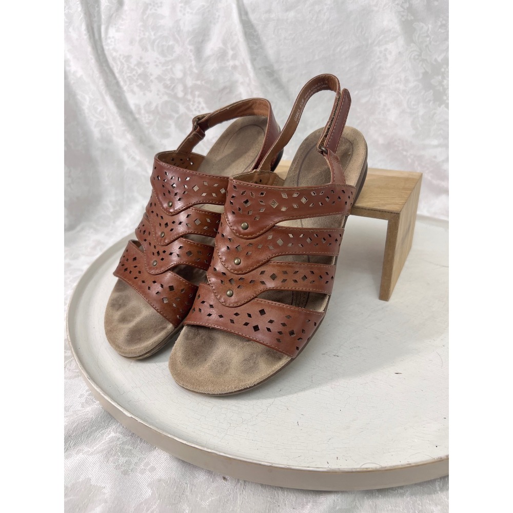 Kim Rogers Camila Brown Laser Cut Slingback Sandals Womens 8.5M WRS18-12439-003